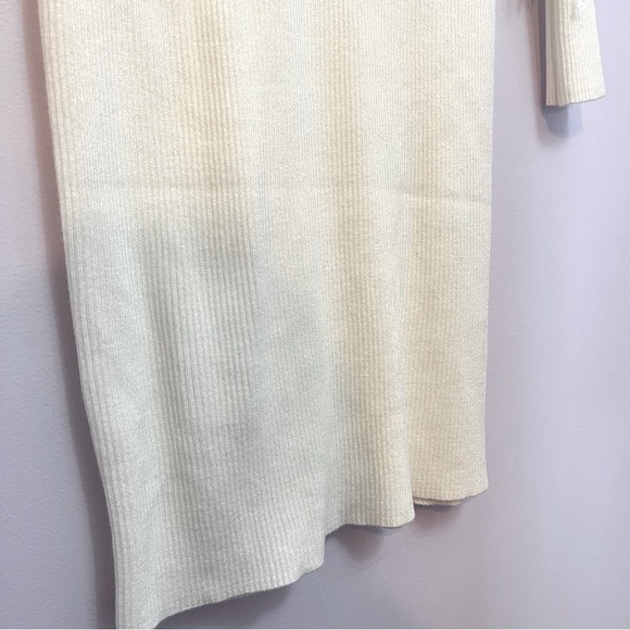 Cato Small White Knitted Dress with Long Mesh Sleeves and Dangly Sequins - Picture 6 of 9